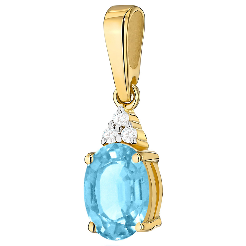 Krásný Zlatý Přívěsek Přívěsek pr. 585 s Topazem 0,90 ct a Brilianty 14k