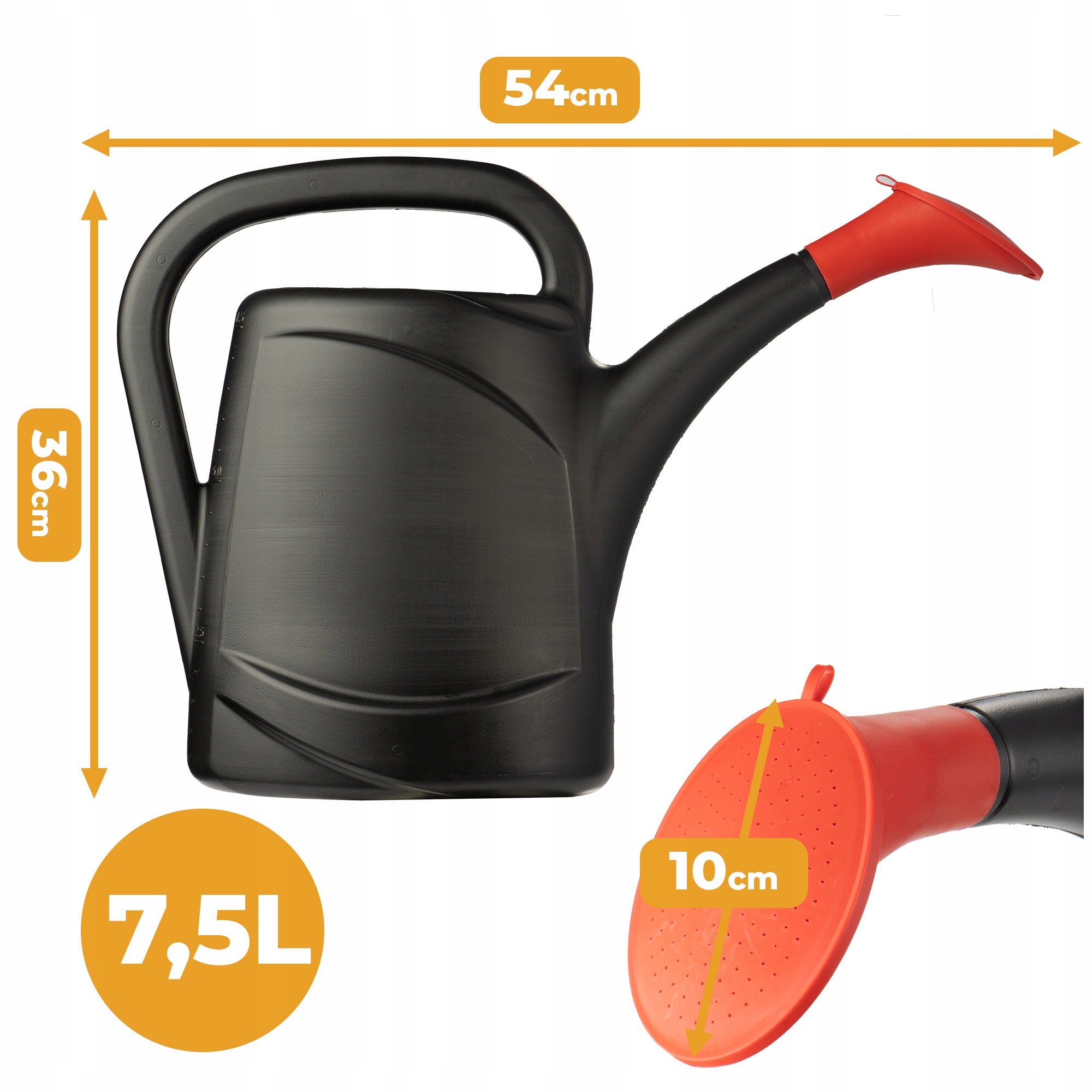 KONEWKA OGRODOWA 7,5L CZARNA Z SITKIEM PODLEWACZKA Stan opakowania oryginalne