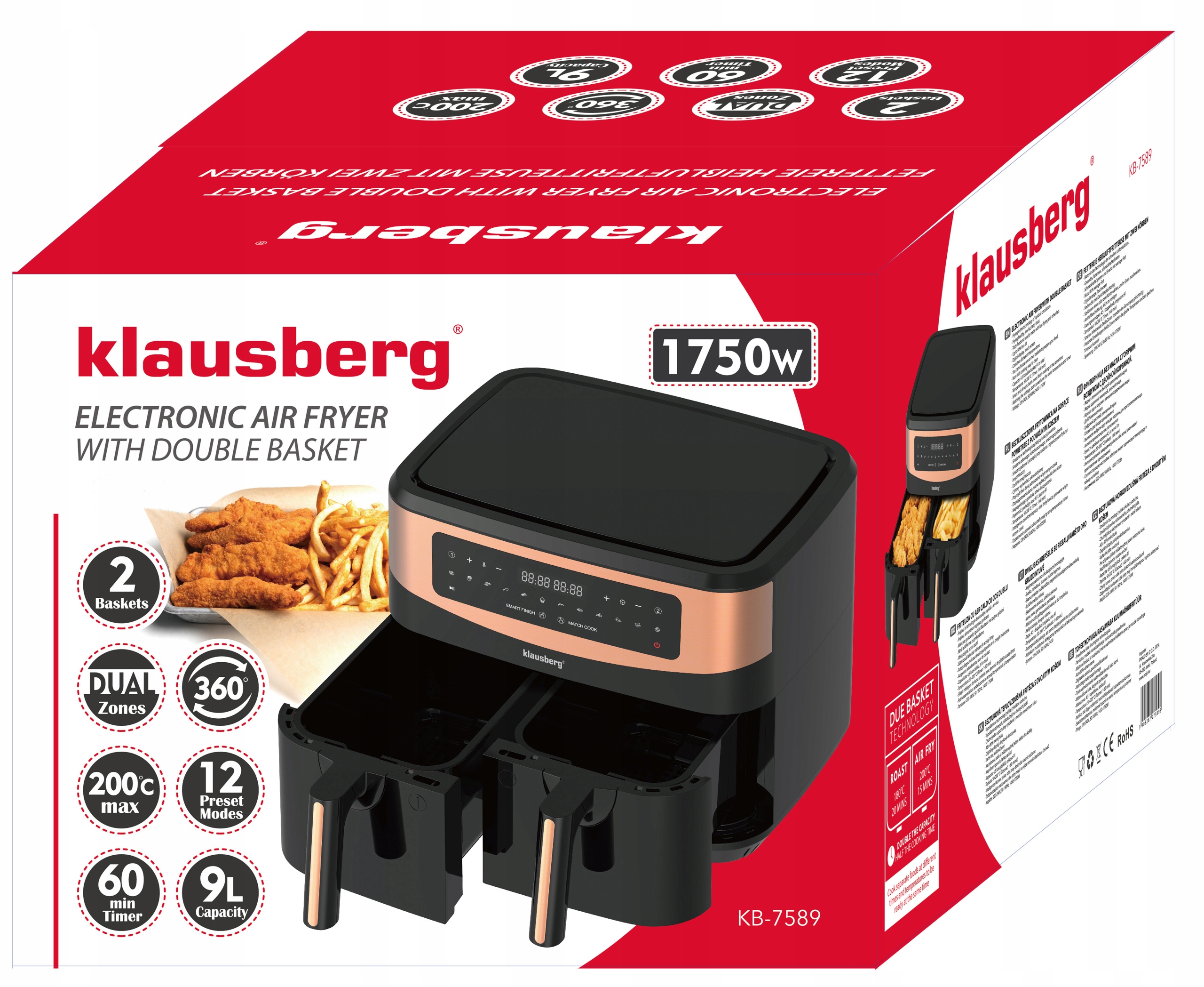 FRYTOWNICA 4,5x2L BEZTŁUSZCZOWA Z PODWÓJNYM KOSZEM Model 7589