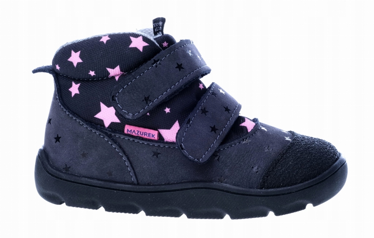 Trzewiki Mazurek Te-por 1369 Navy Stars barefoot na rzepy roz.19