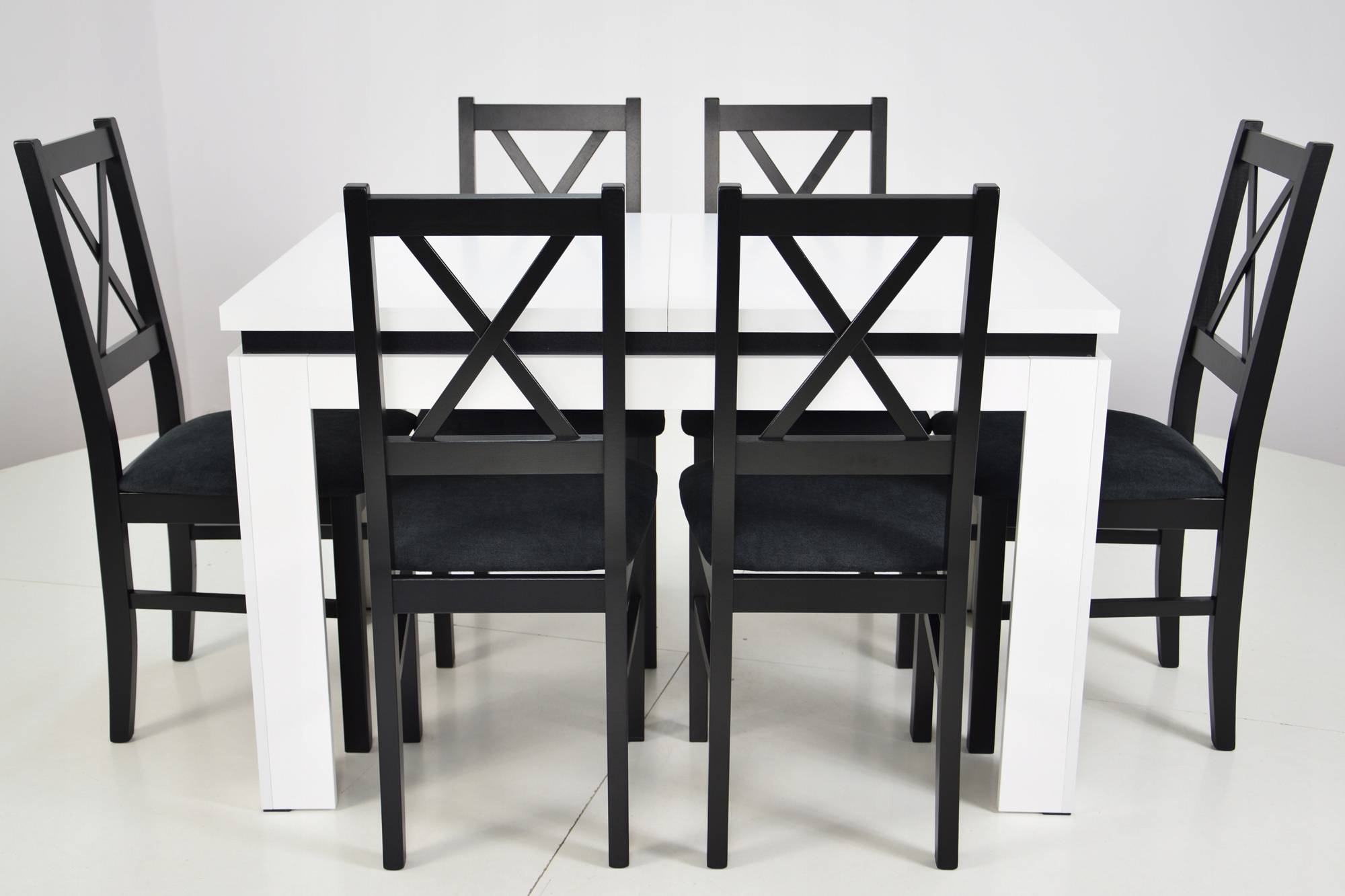 BIAŁY Rozkładany stół 80x120 i 6 krzeseł DO SALONU Marka Grande Meble