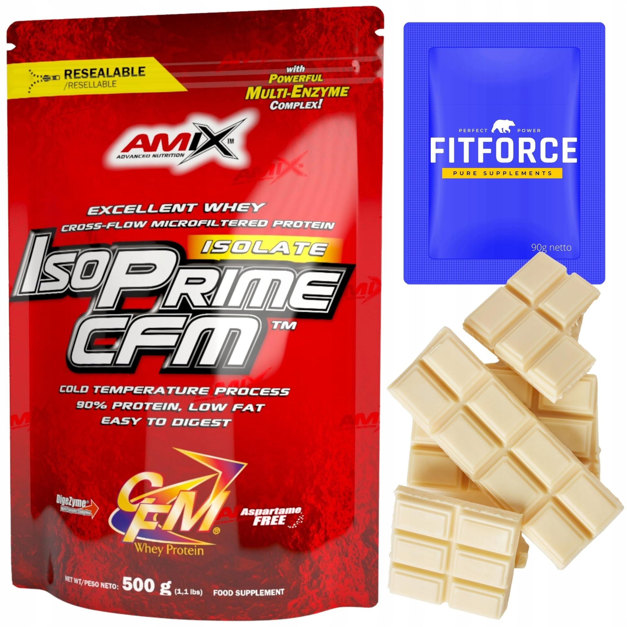Keto Proteinové proteiny bílá čokoláda bez cukru a lepku Protein Izolát Cfm