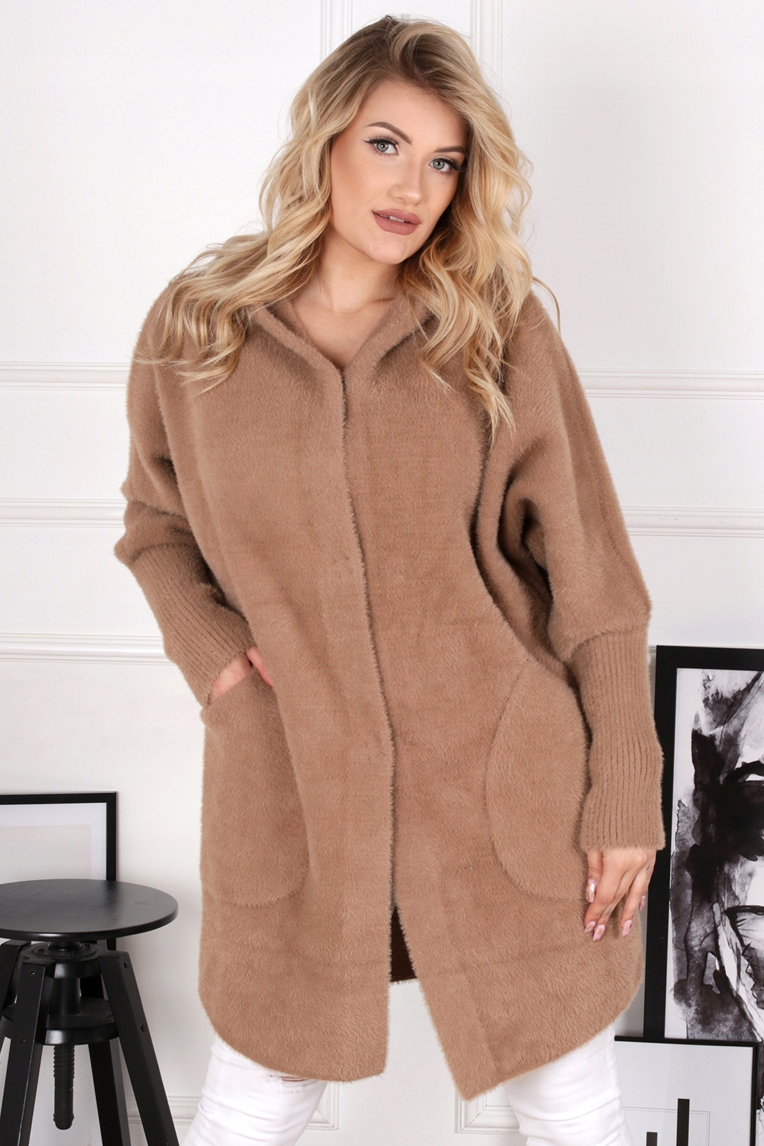 ALPAKA KRÓTKA KAPTUR CIEMNY CAMELOWY 1946 Marka inna