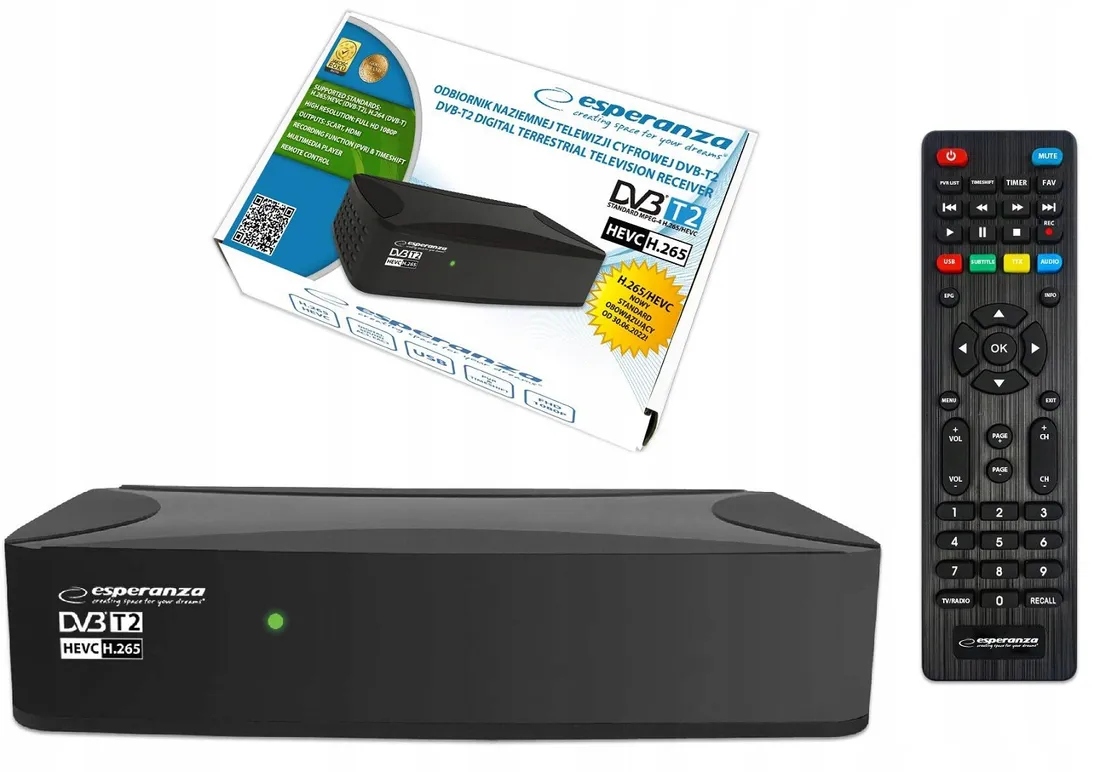 Tuner Dekoder DVB-T2 HEVC H.265 ESPERANZA EV108R