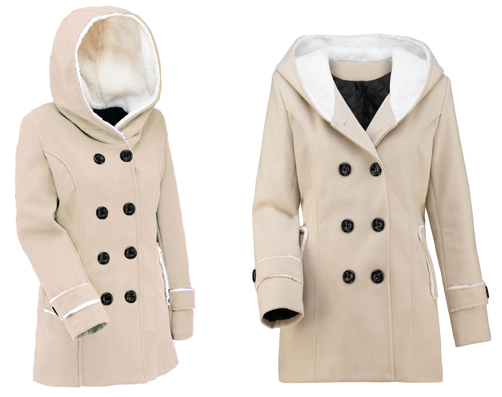 Dámský Teplý Kabát S Kožíškem S Kapucí L