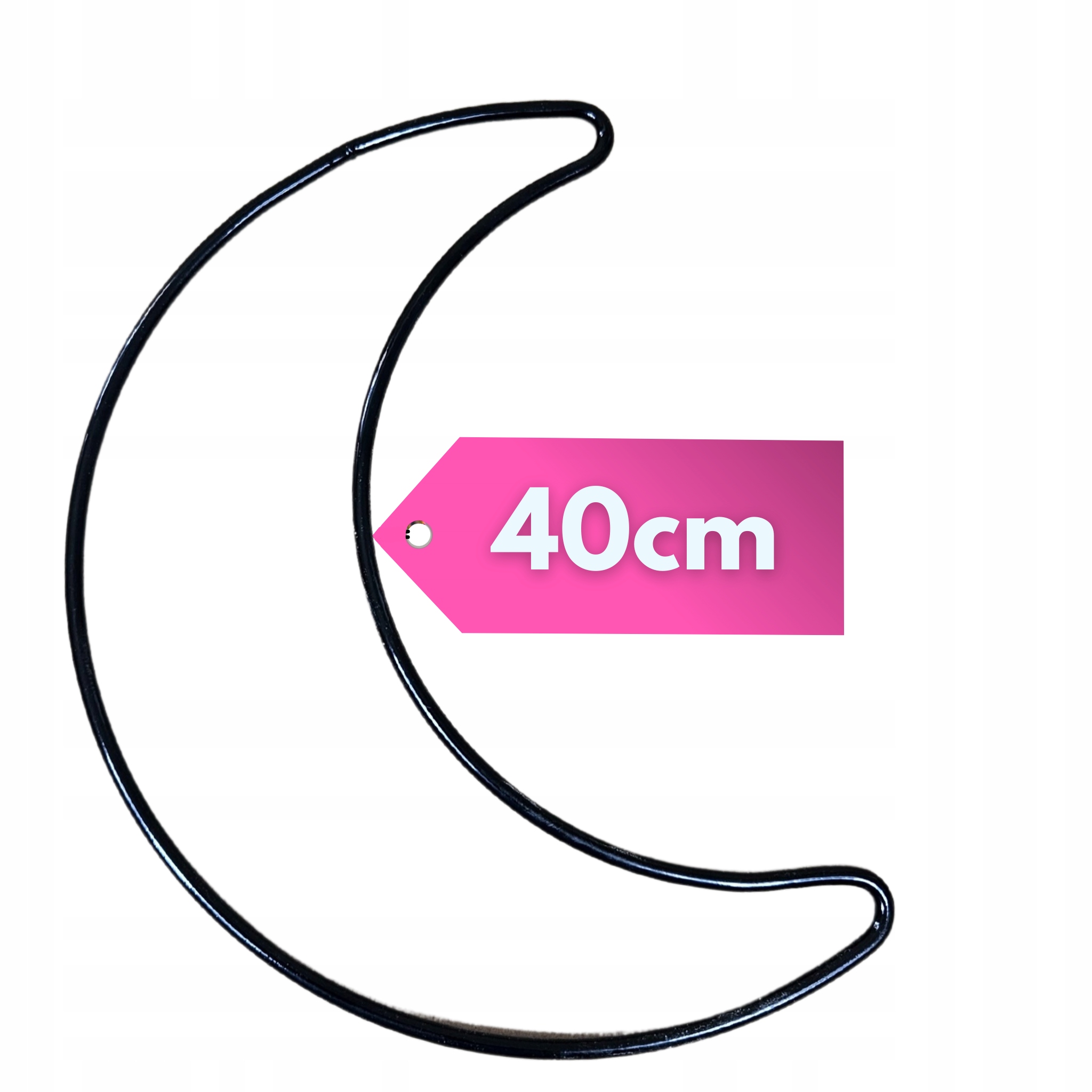 Księżyc Czarny Metalowy Baza do Łapacz Snów 40 cm