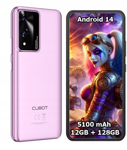 Smartfon Cubot A10 6,56" 12/128GB Dual Sim Lte Android 14 Etui Folia