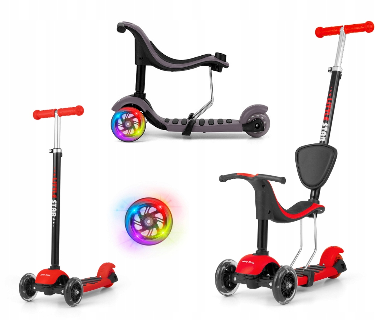 Milly Mally Hulajnoga Scooter Little Star red