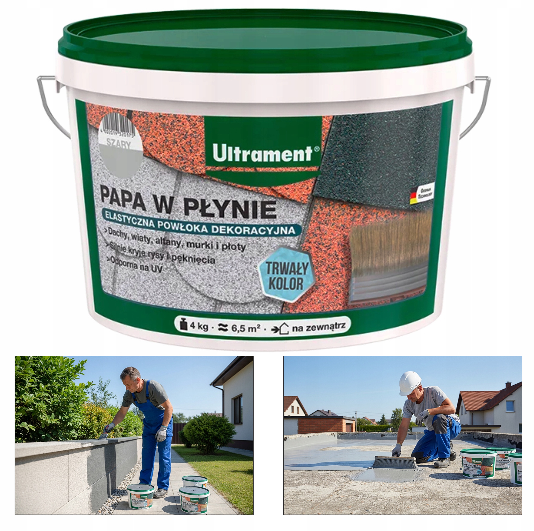 Ultrament Papa tekutá 4KG Šedá Konzervátor Strechy Pokrývačský tesniaci prostriedok