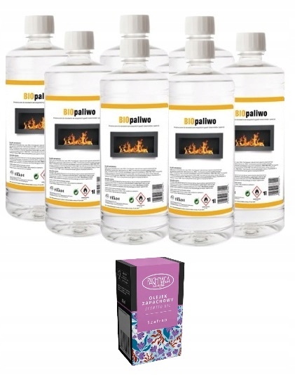 ZESTAW 7L bioetanol płyn BIOPALIWO + olejek do aromaterapii szafran
