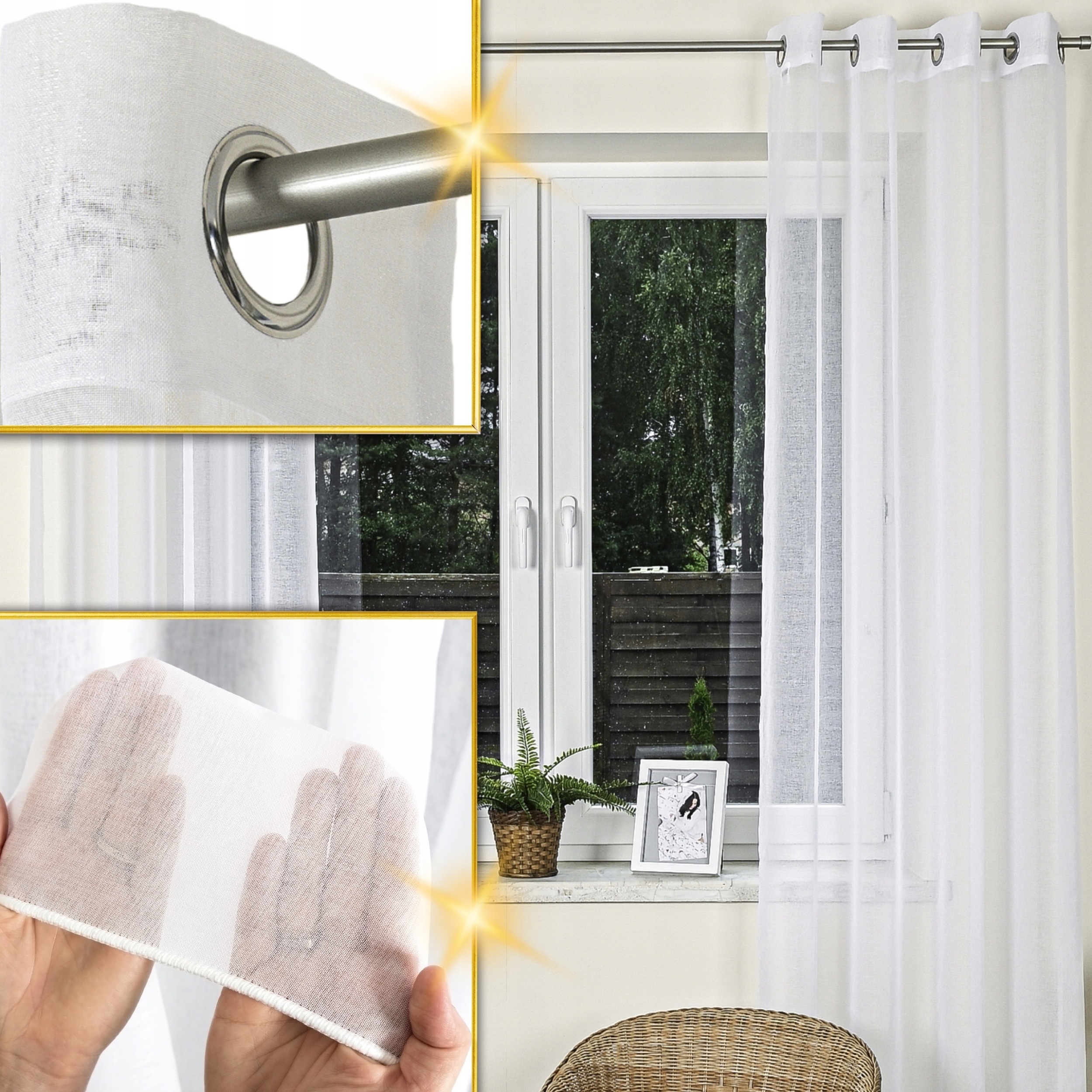 Hotová Záclona Etamina Bílá Na Průchodkách S Olovnicí Do Obývacího Pokoje 500x280 cm