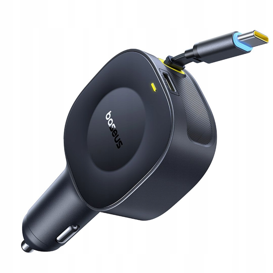 Ładowarka samochodowa Usb-c ze zwijanym kablem Usb-c 30W czarna