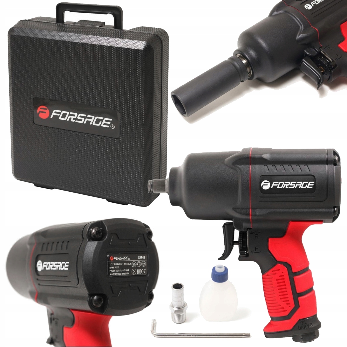 Klucz pneumatyczny udarowy do kół nasadki walizka TWIN HAMMER 1450Nm 1/2" Pojemność akumulatora 0 Ah