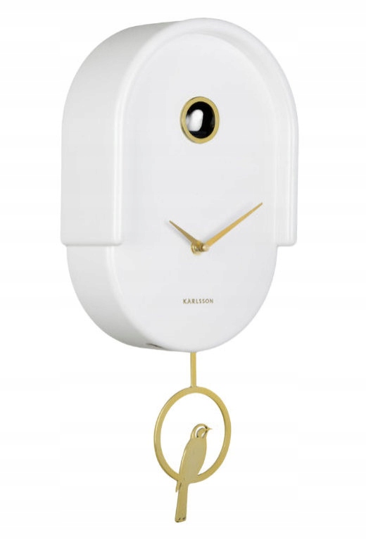 Bílý Elegantní Moderní Hodinový Stroj S Kukačkou A Kyvadlem Karlsson KA6069WH