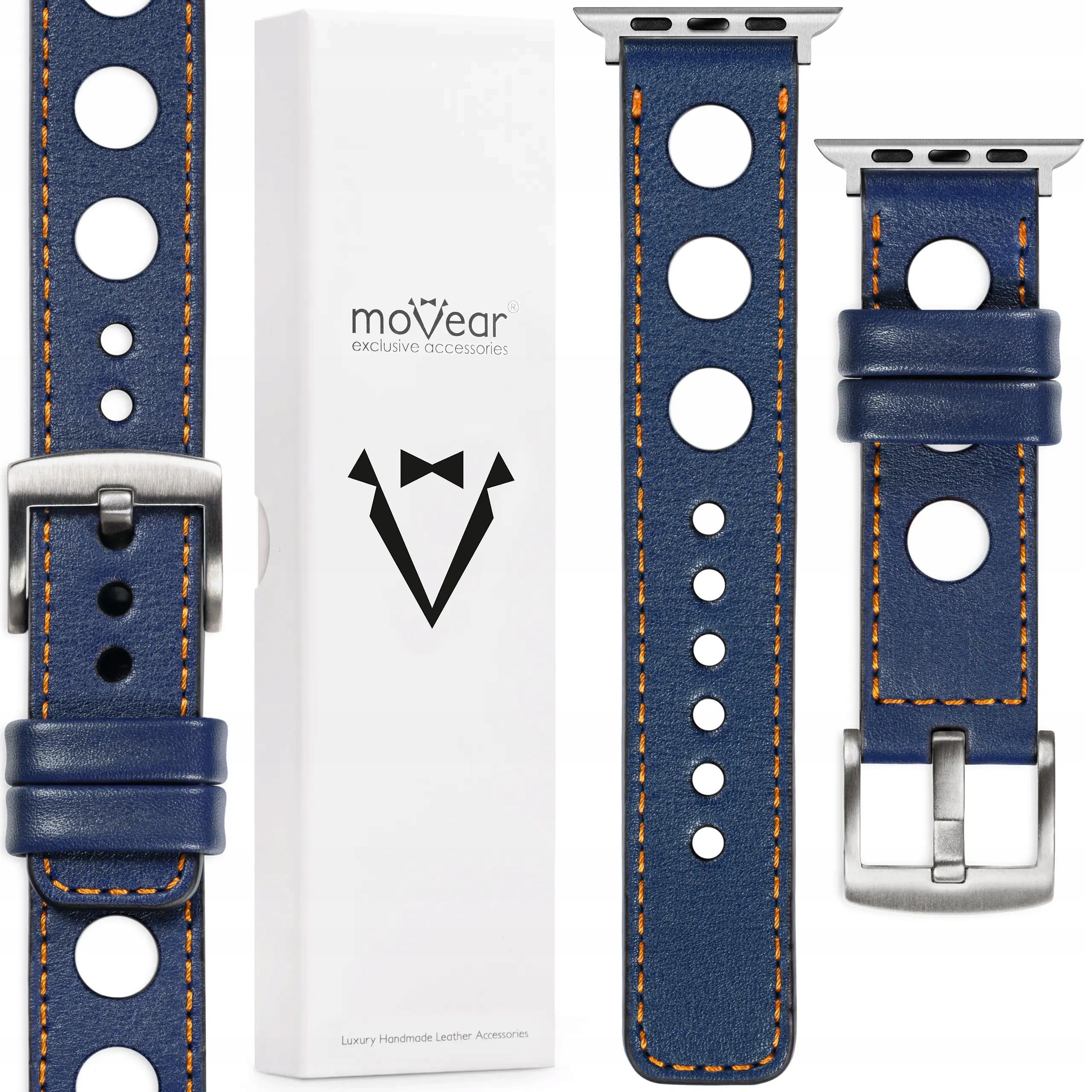 Prémiový kožený řemínek 22 mm pro Apple Watch 10 9 8 7 6 5 Se 42-40 mm Movear