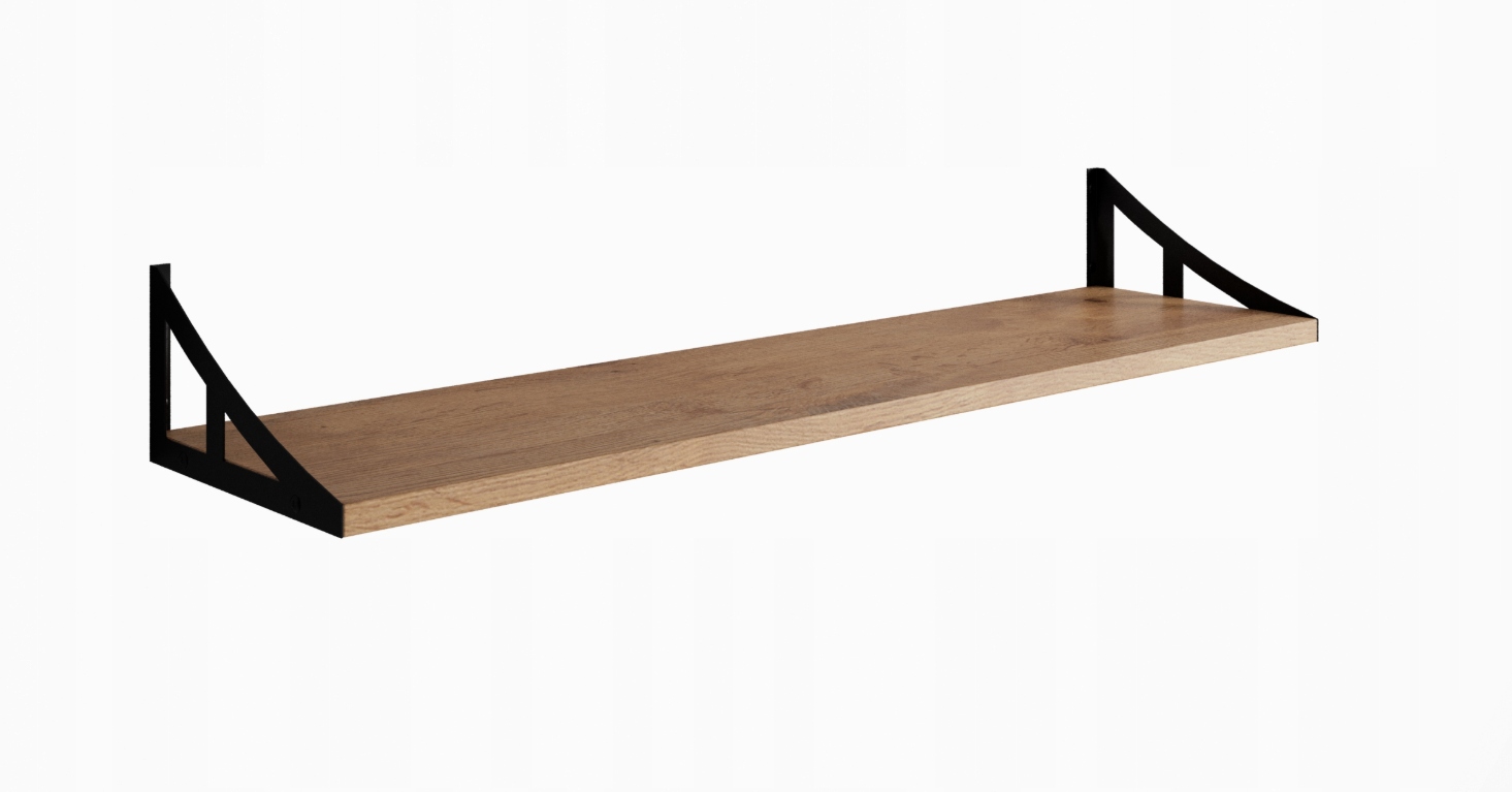 Nástěnná police 90 cm dub lancelot Julia moderní s úchyty loft kov