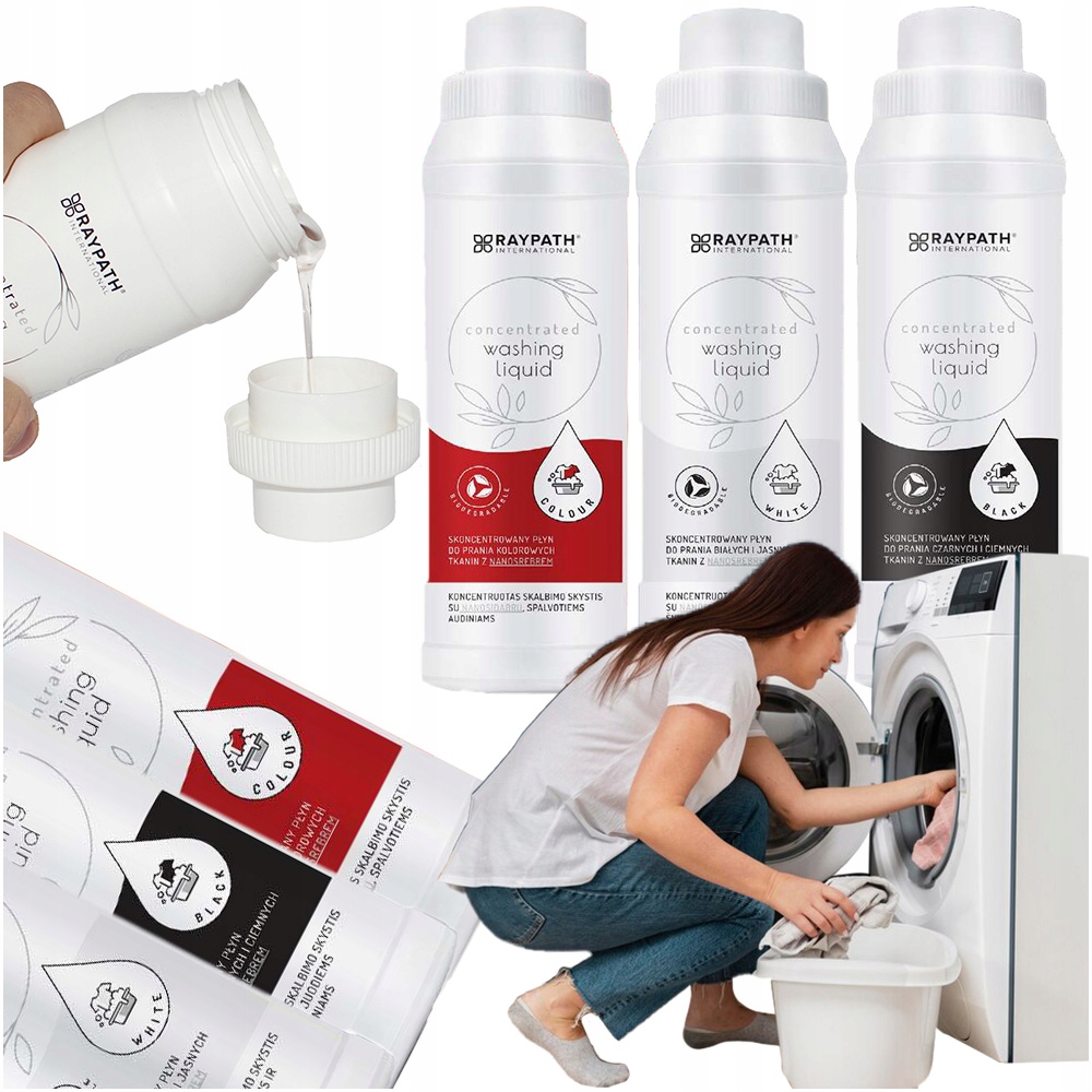 Raypath Sada 3 tekutých pracích prostředků 500 ml barva černá světlá, efektivní praní