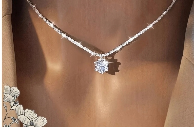 Naszyjnik posrebrzany srebrem 925 szyję łańcuszek biżuteria fala cyrkonia