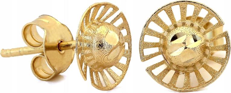 Zlaté náušnice 585 kulaté ažurové u ucha na tyči jako dárek