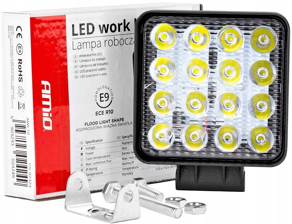LAMPA ROBOCZA HALOGEN SZPERACZ 15xLED 110x110mm