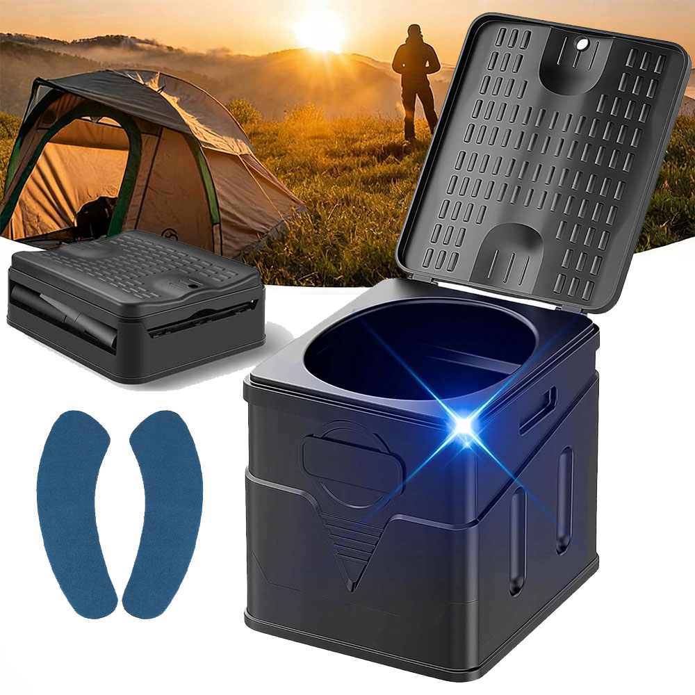 Přenosná Skládací Toaleta Pp Černá Pro Kempování S Nosností 150 Kg