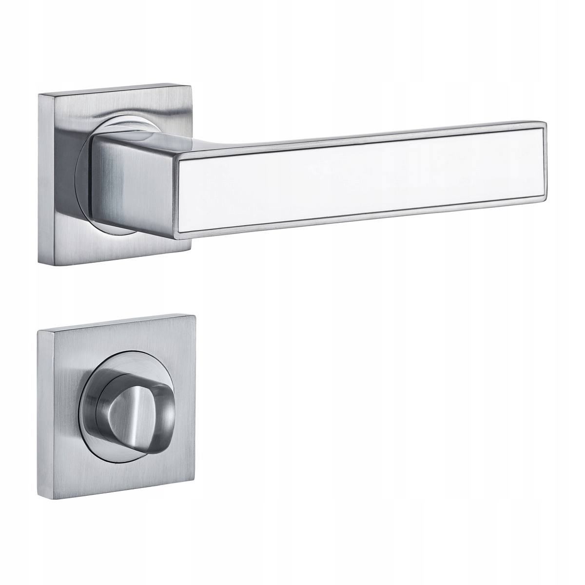 KLAMKA GABI CHROM-SATYNA/BIAŁY + BLOKADA WC HIT