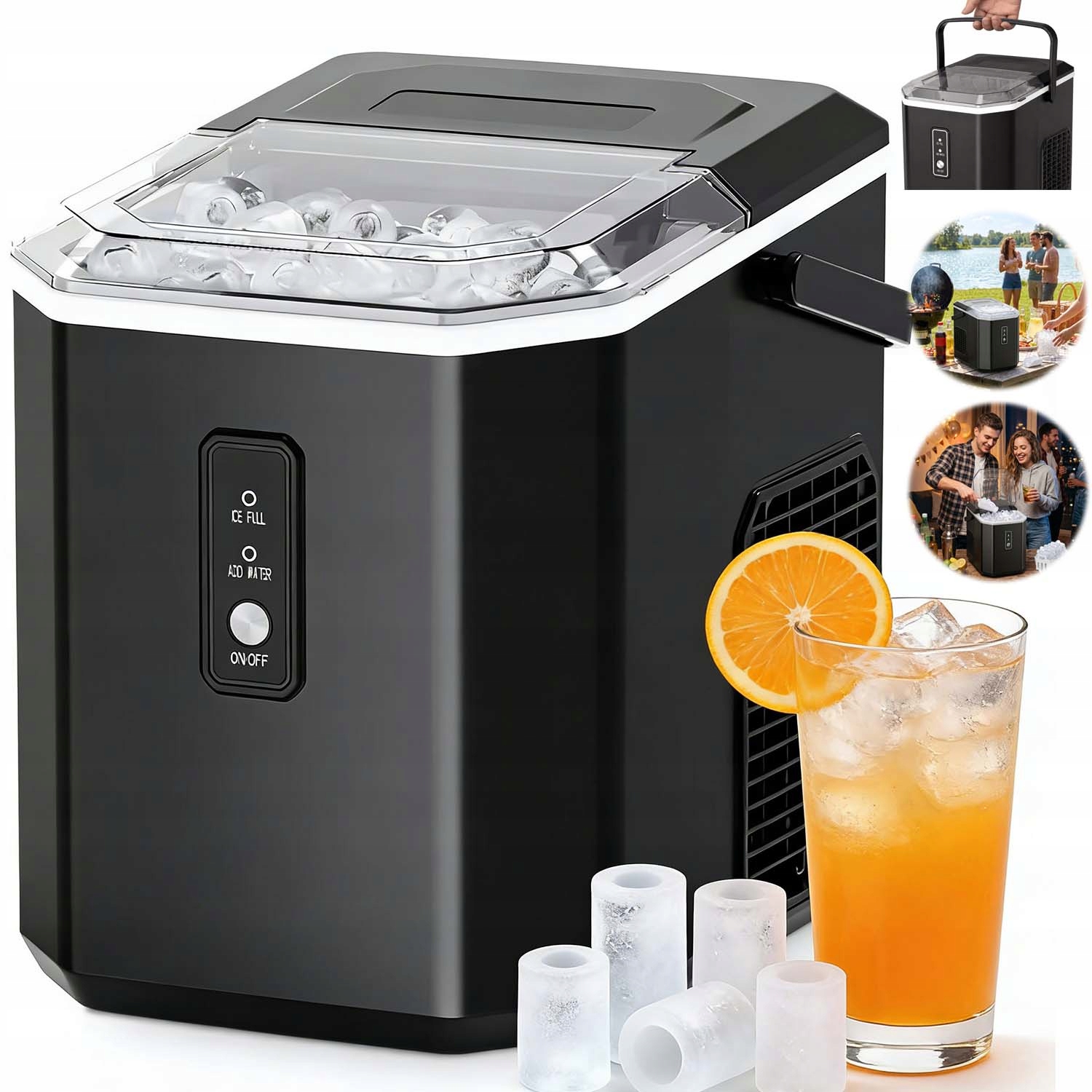 Domácí Výrobník Ledu Inox 12 KG/24H 90 W Expresní Kompaktní Velikost