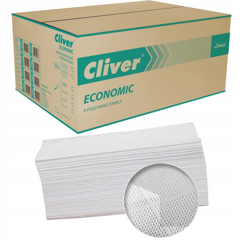 Skládací ručníky Cliver Economic V-Fold 1w recyklovaný bílý (20x200)