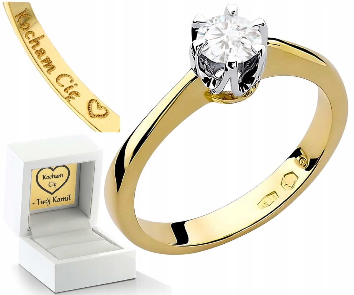 Zlatý Prstýnek S Laboratorním Diamantem 585 Dárek Gravírování