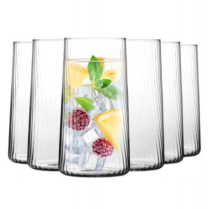 Szklanki ryflowane z Optykiem Krosno Avant-Garde Lumi wysokie 540ml 6szt