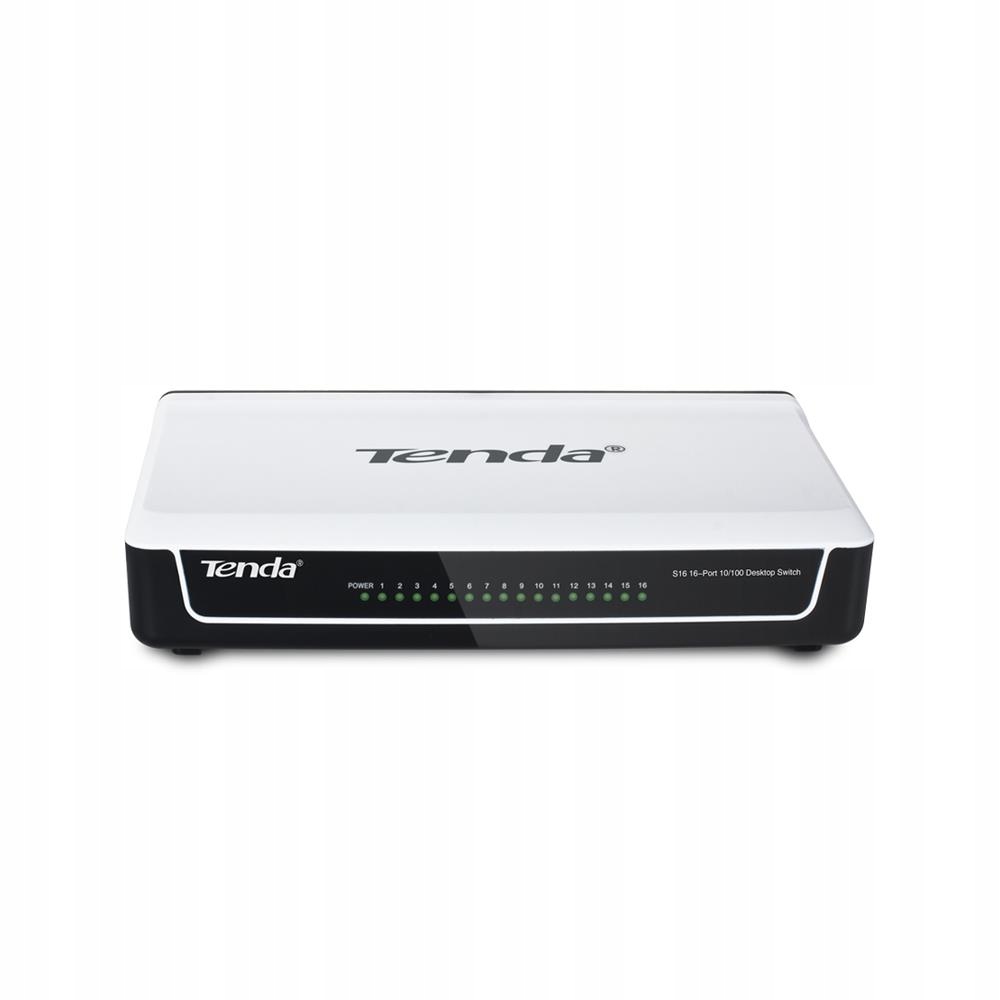 Tenda S16 16-Port Fast Ethernet Switch, 10/100 Mb/s, Desktop