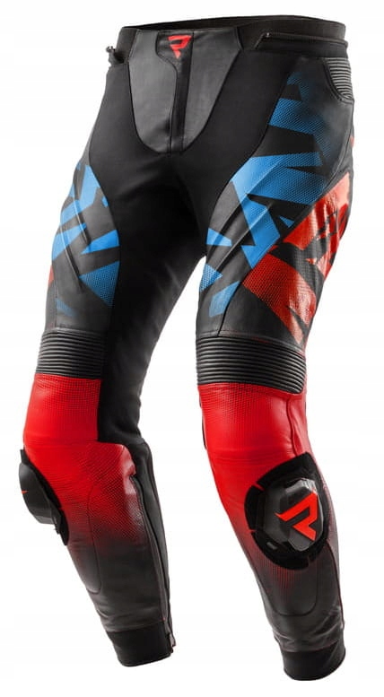 Rebelhorn Inferno Black Blue Red Pánske Kožené Motocyklové Nohavice