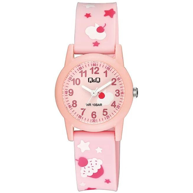 Dětské hodinky Qq V22A-001V s růžovým řemínkem