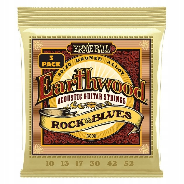 Ernie Ball Eb 3008 Struny do gitary akustycznej 3-pack Earthwood 80-20 Bron