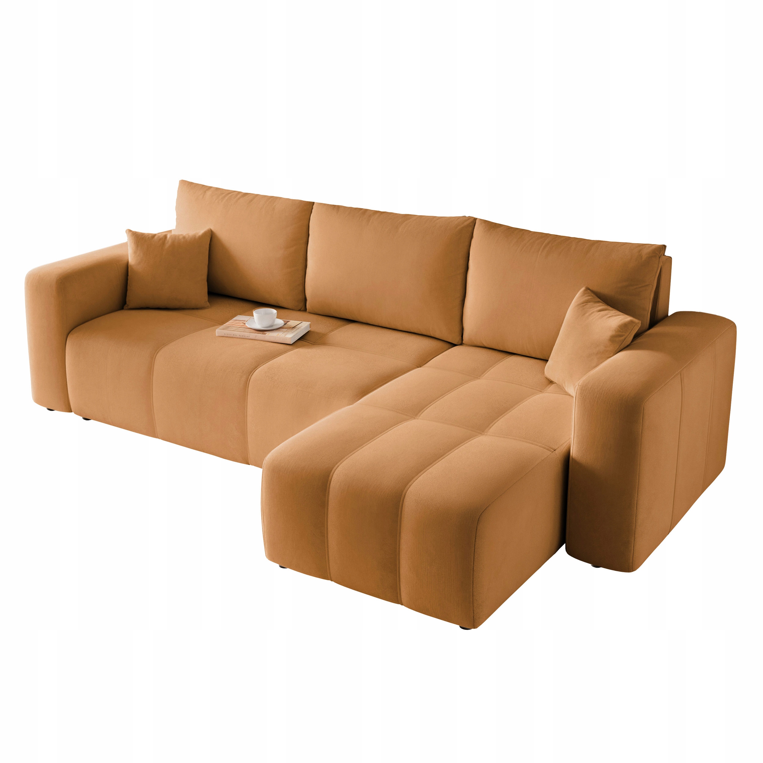 Čalouněný rohová sedací souprava Pedro 248 cm, funkce spaní, nádoba