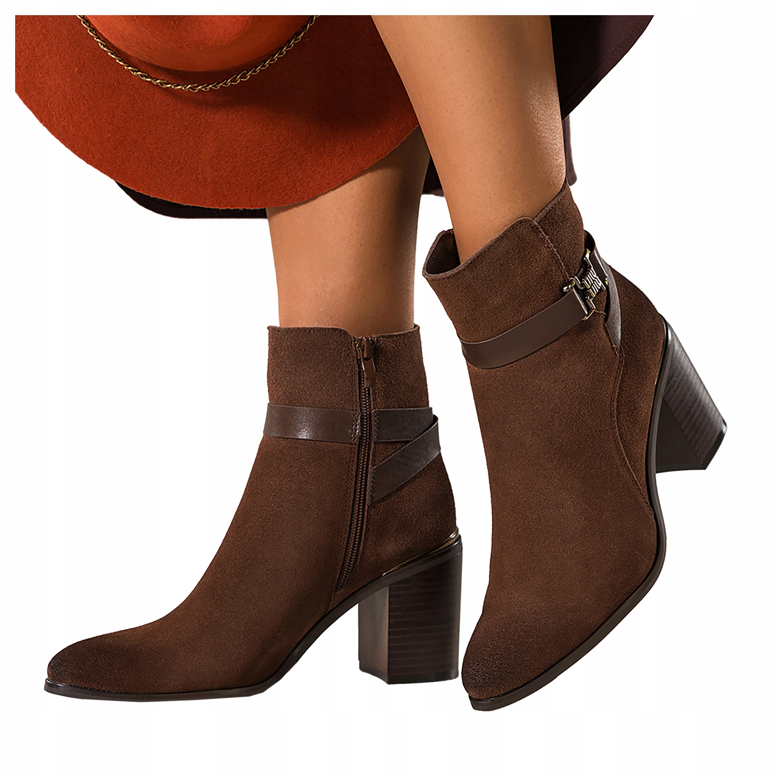 dámské kotníkové boty Kožené Čokoládové Elegantní Pohodlné Zateplené Obuv velikost 39