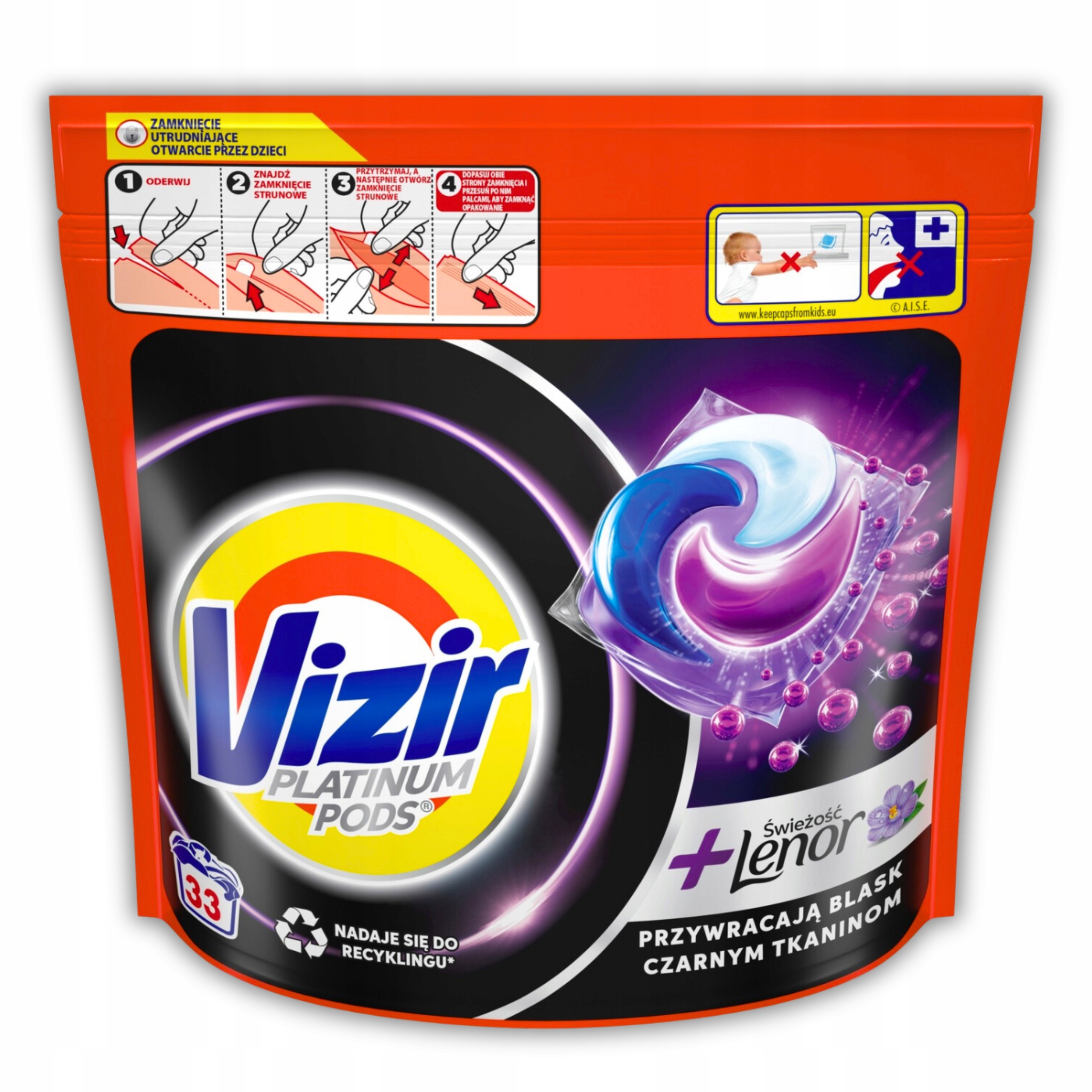 Levně Kapsle na praní černých tkanin Vizir PlatinumPods LenorFresh 33ks 33ks