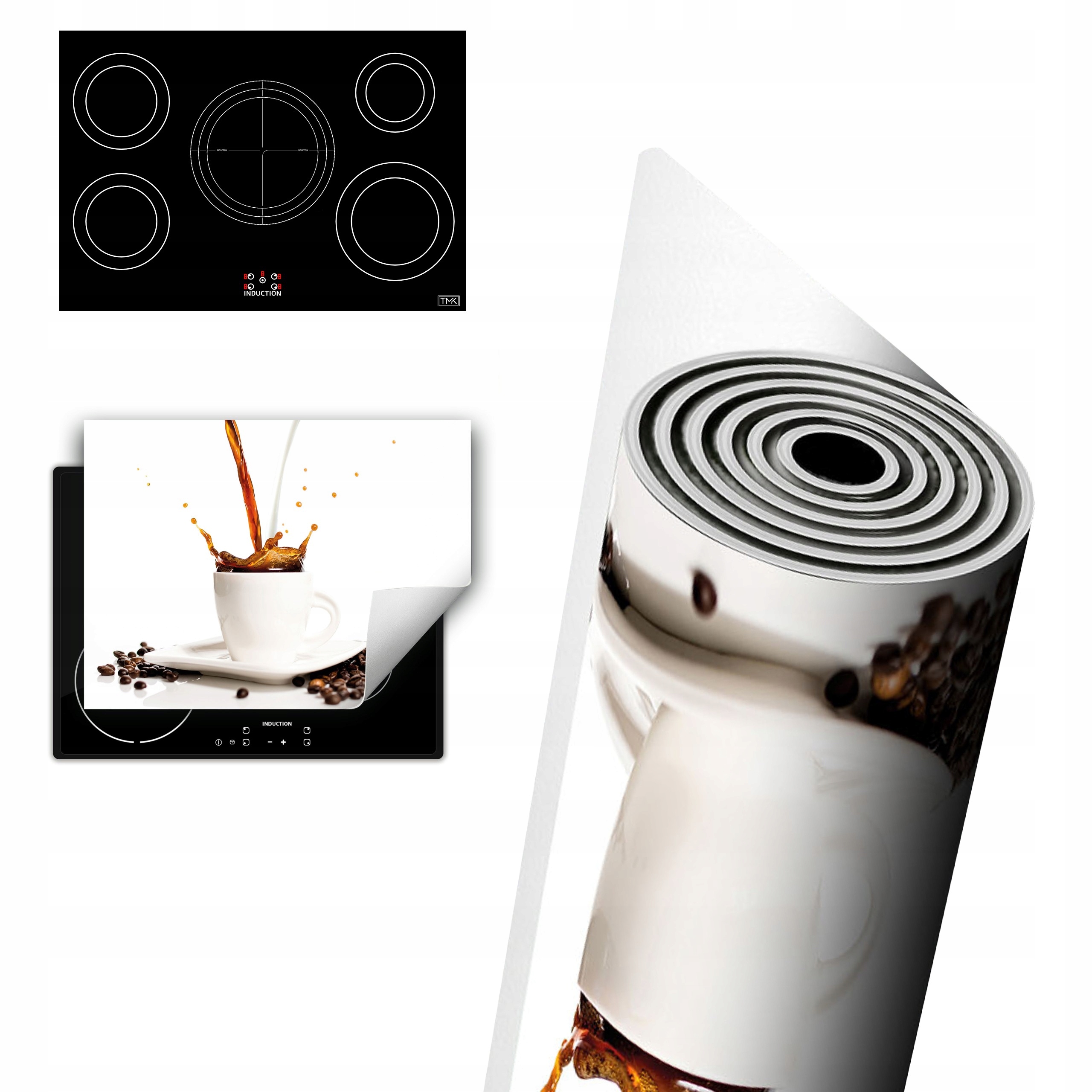 Vinylová Ochrana Na Indukci Pracovní Deska 80x52 bílá káva