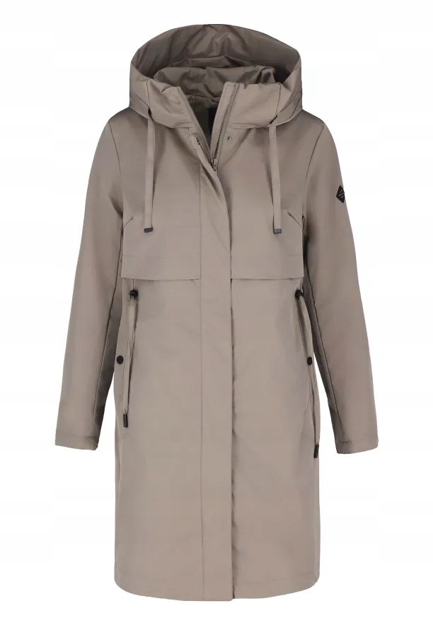Szary damski płaszcz przejściowy z kapturem Volcano J-agate S