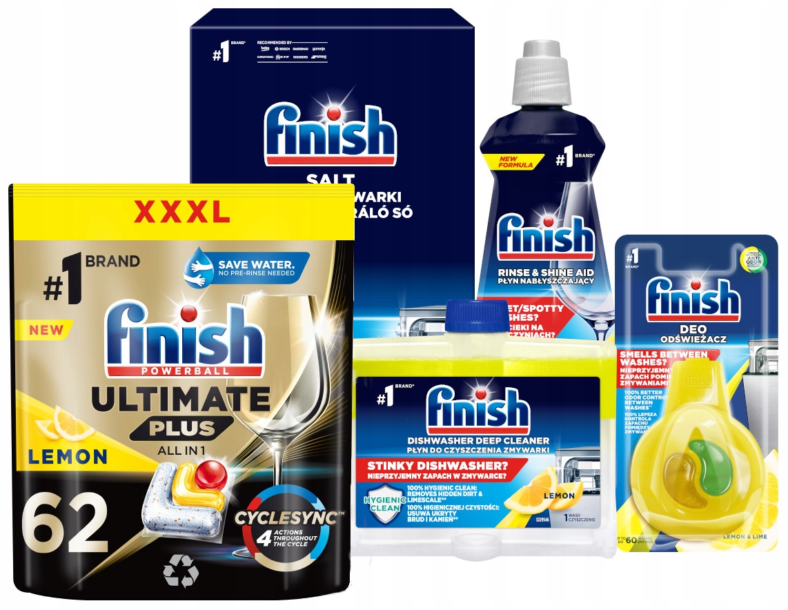 Levně Sada Finish Ultimate Kapsle 62 Sůl Leštidlo Čistič Vůně