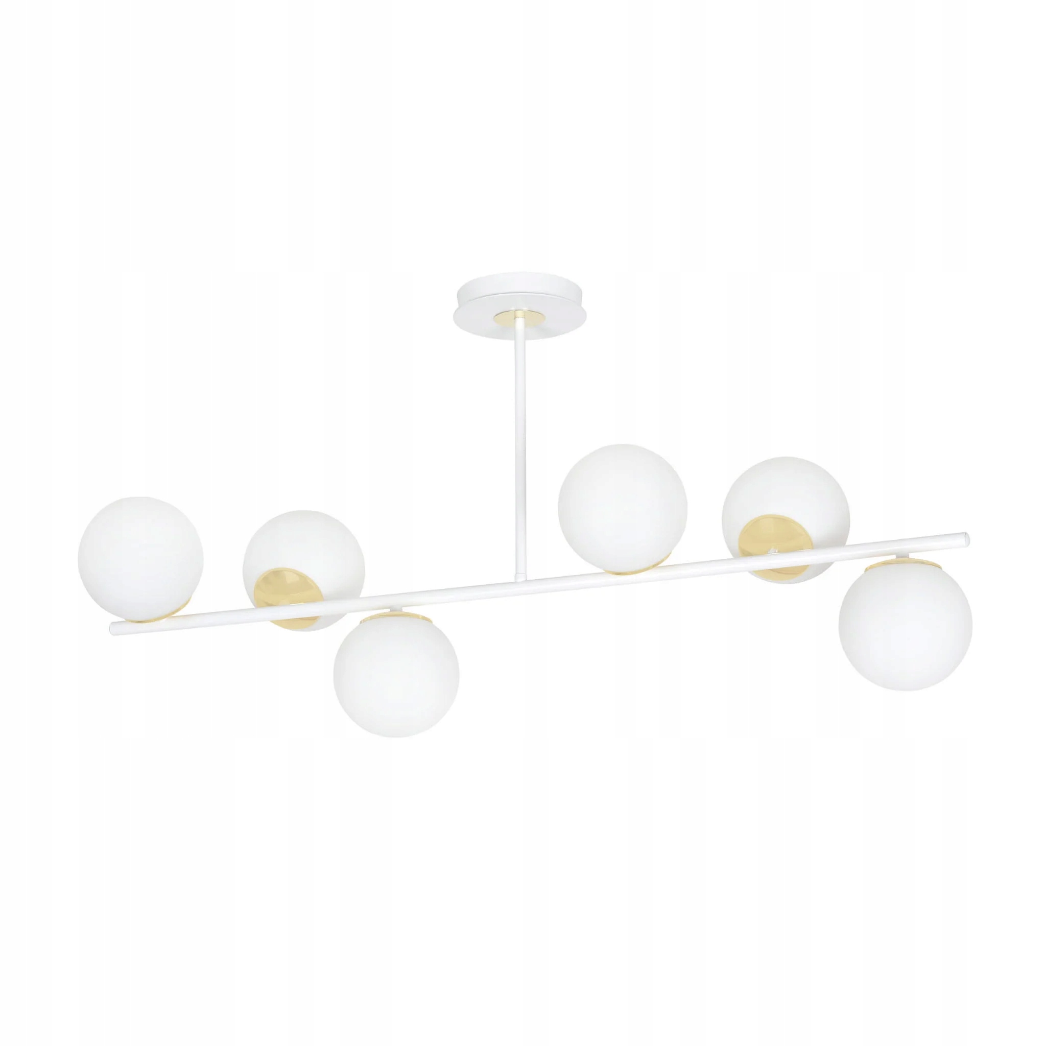 Stropní svítidlo bílá zlatá skleněné bílé koule 80 cm 6 bodů Emibig