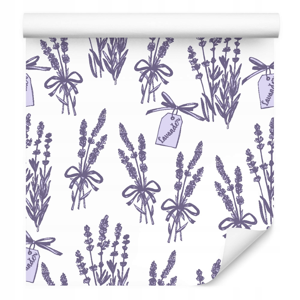 Módní tapeta do obývacího pokoje, květiny, levandule, mašle