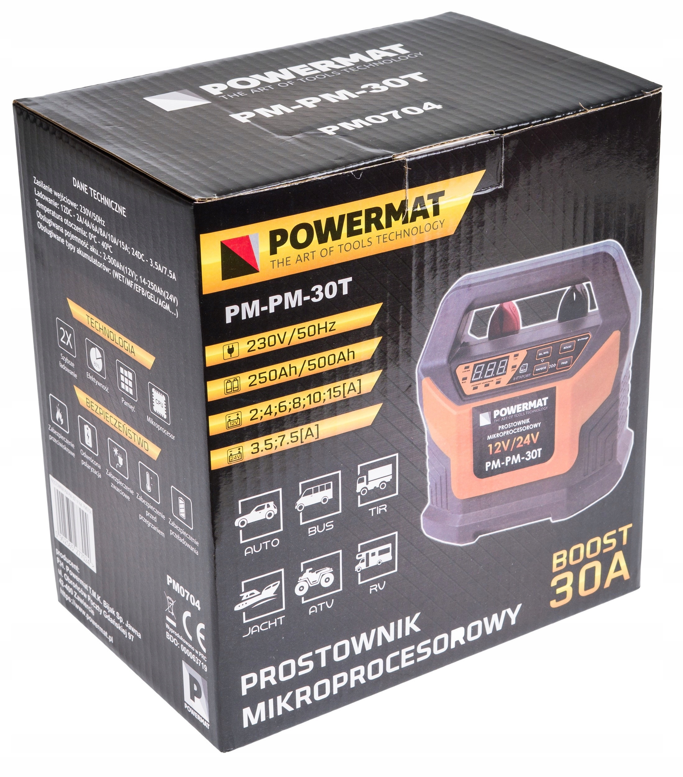 Prostownik MIKROPROCESOROWY Akumulatorowy 12V 24V Marka Powermat