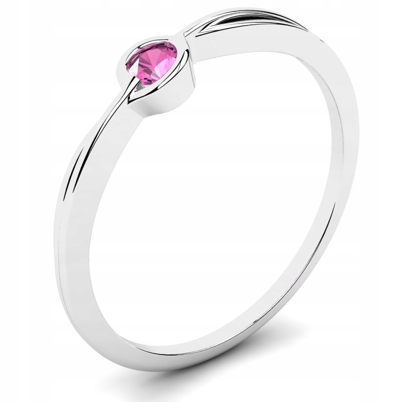 

Pierścionek Z Białego Złota Różową Cyrkonia 14KR