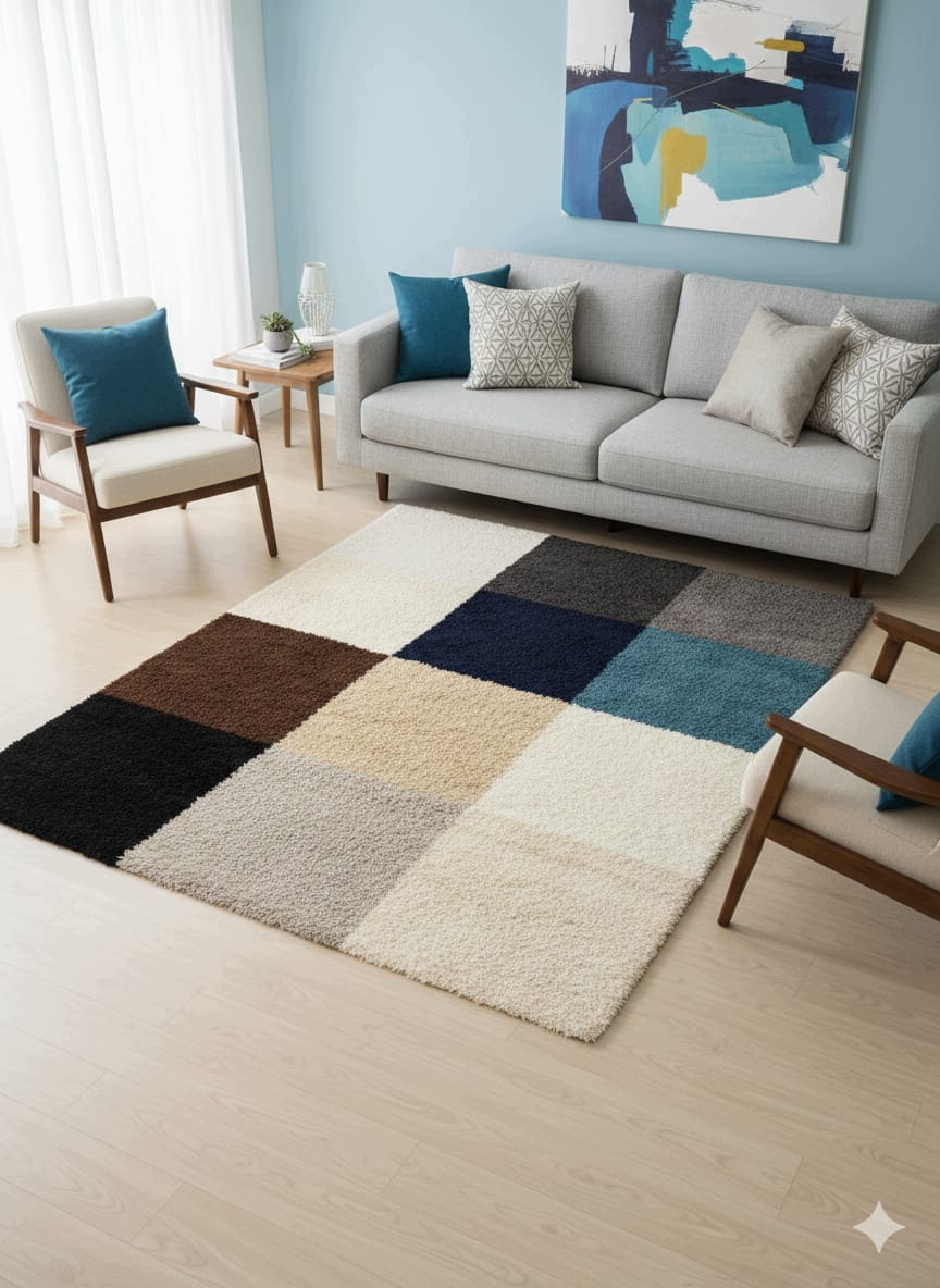 Koberec shaggy 160x230 cm patchwork farebný, moderný, mäkký