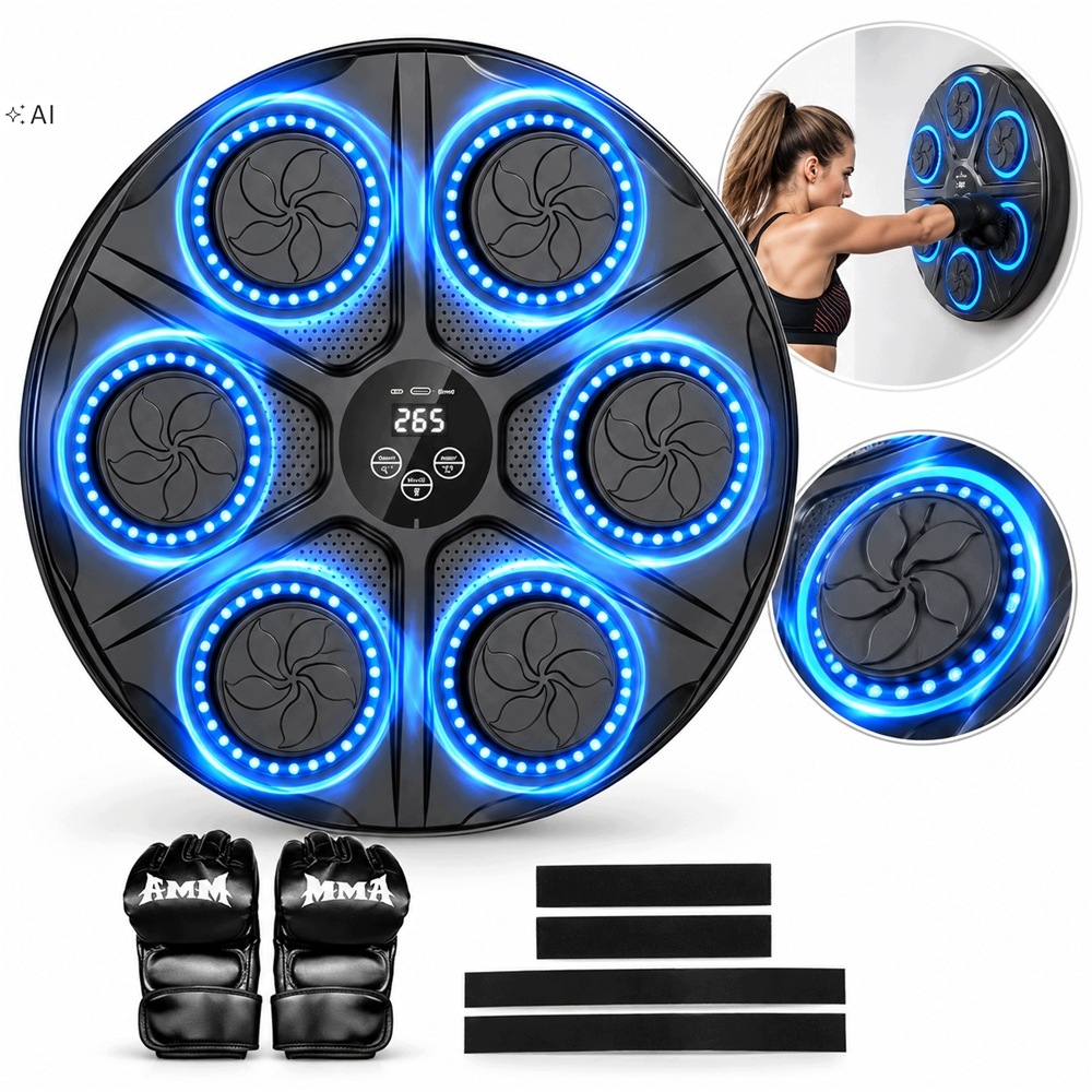 Bluetooth Nástěnný Boxovací Disk Hudební Tréninková Tabule 1 pár rukavic