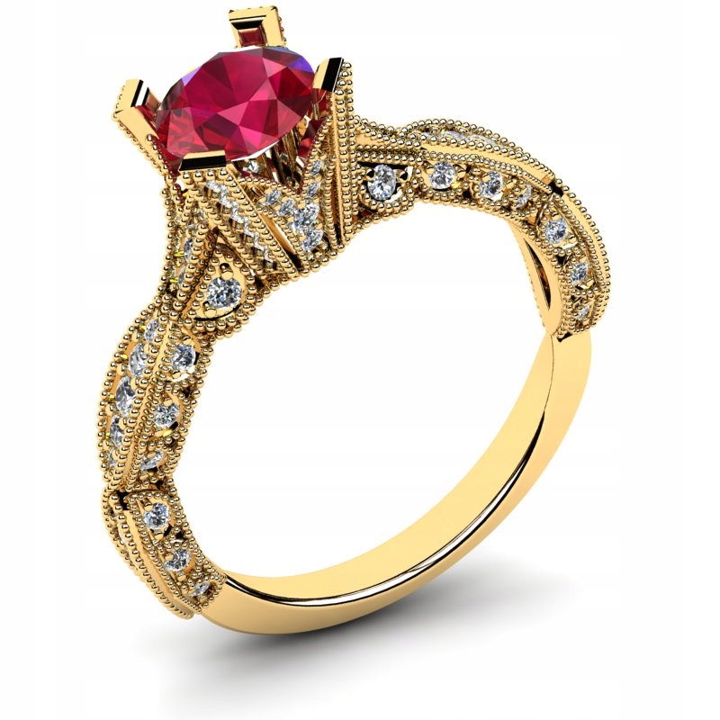 

Pierścionek Złoty Z Czerwoną Cyrkonią 14KR