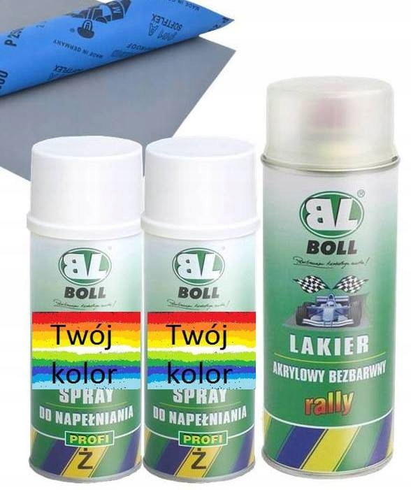 BOLL АВТОМОБІЛЬНА ФАРБА СПРЕЙ - 2 КОЛЬОРИ + ЛАК