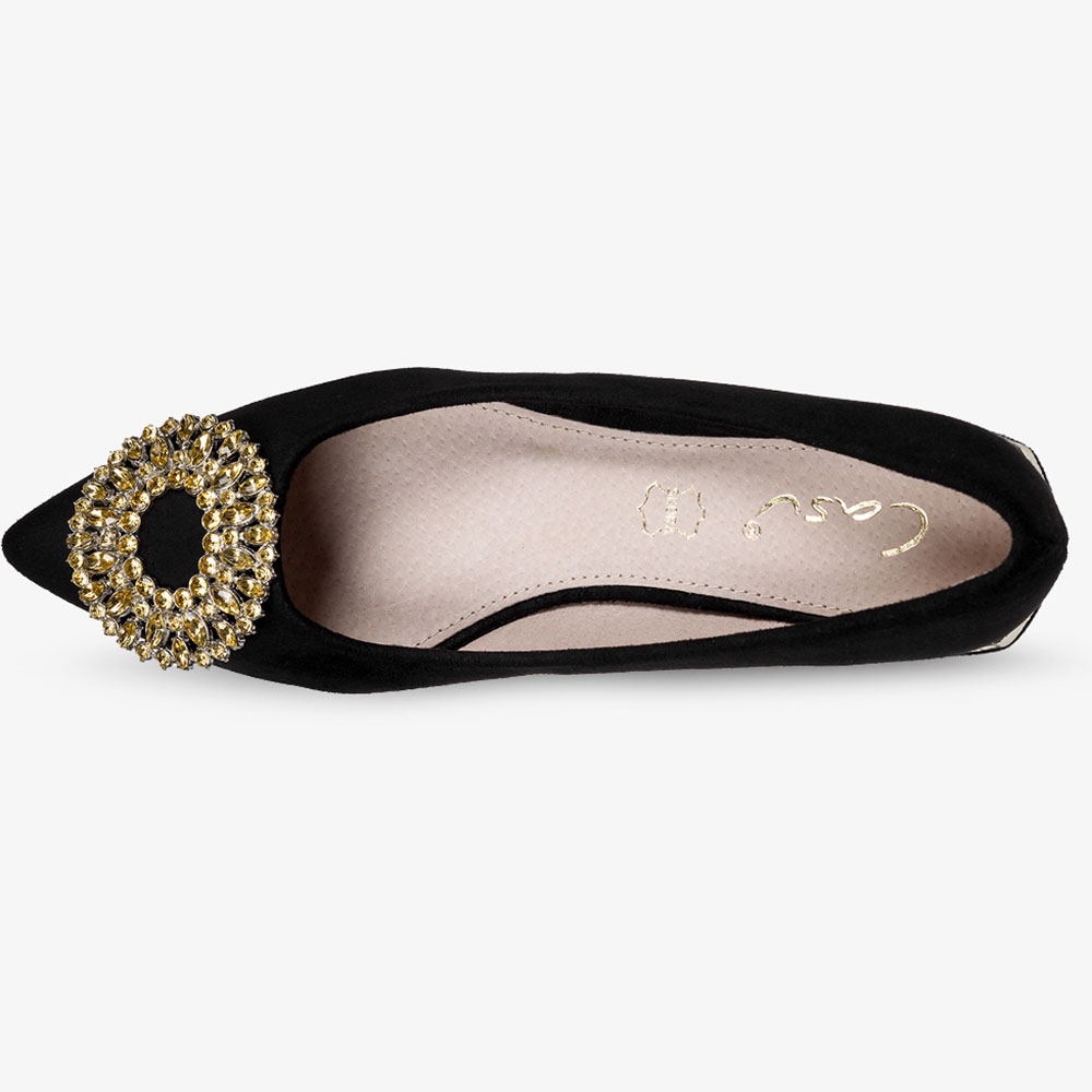 DAMSKIE BALERINY PÓŁBUTY ELEGANCKIE WSUWANE Z OZDOBĄ I SKÓRZANĄ WKŁADKĄ r37 Długość wkładki 24.5 cm