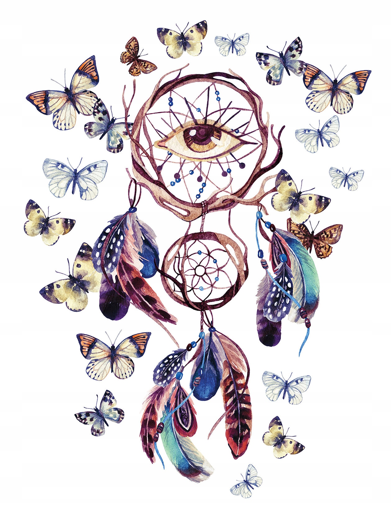 Vliesová fototapeta Lapač snů motýli boho 184x254 do ložnice lepidlo